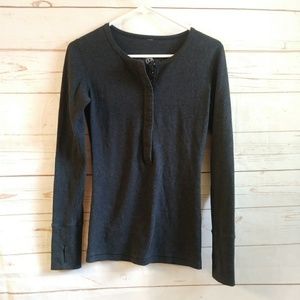 Lululemon Gray Henley Hook Long Sleeve Shirt 8